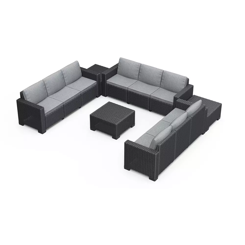 Keter California 9 Seater Garden Corner Sofa Set - Grey