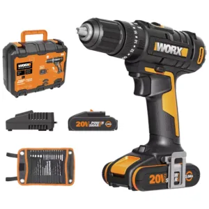 Worx WX370 Cordless Impact Drill and 30 Accessories - 20V